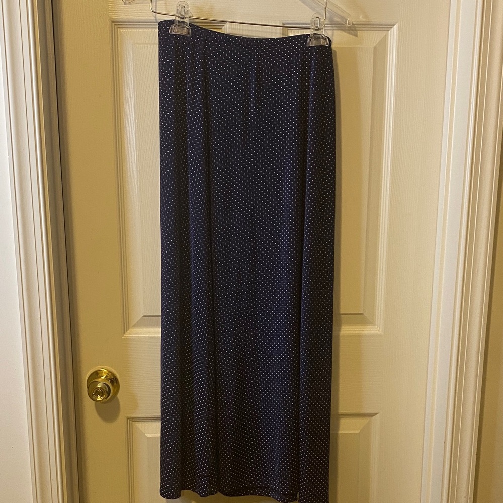 Elegant Navy Polka Dot Maxi Skirt